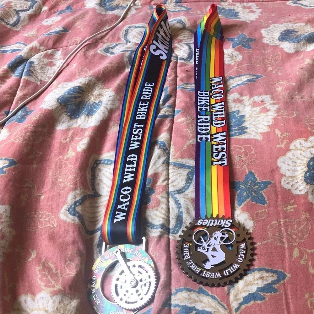 Waco Wild West Bike Ride Rainbow Medal Ribbon